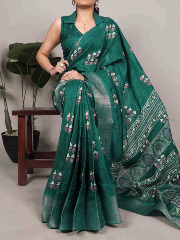 Slub Silk Printed Saree