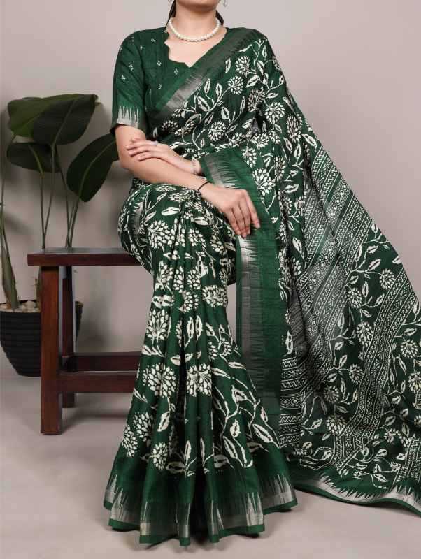 Slub Silk Designer Saree in Black