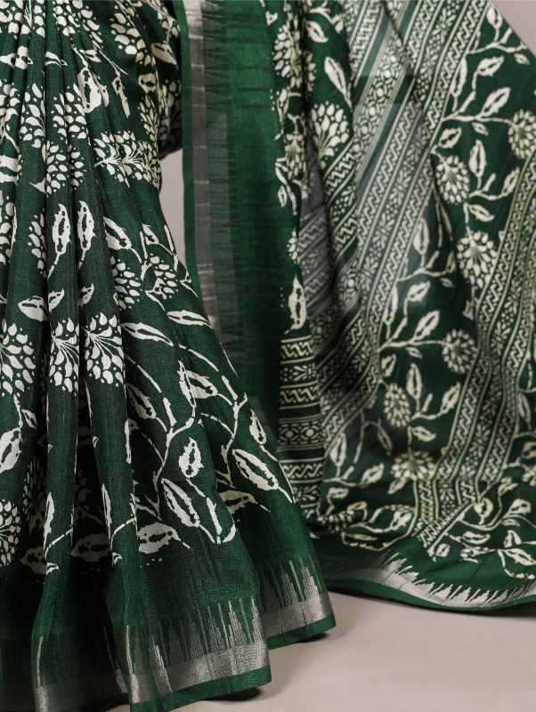 Slub Silk Designer Saree in Black