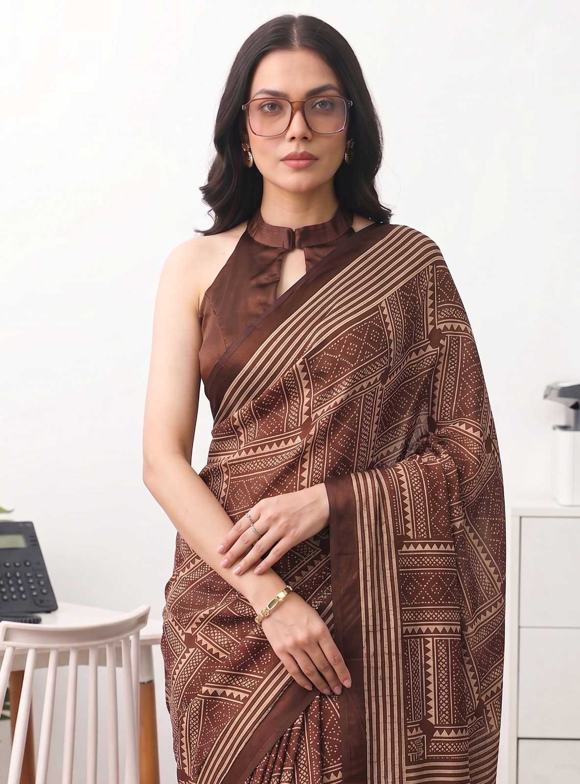 Satin Silk Designer Saree in Red