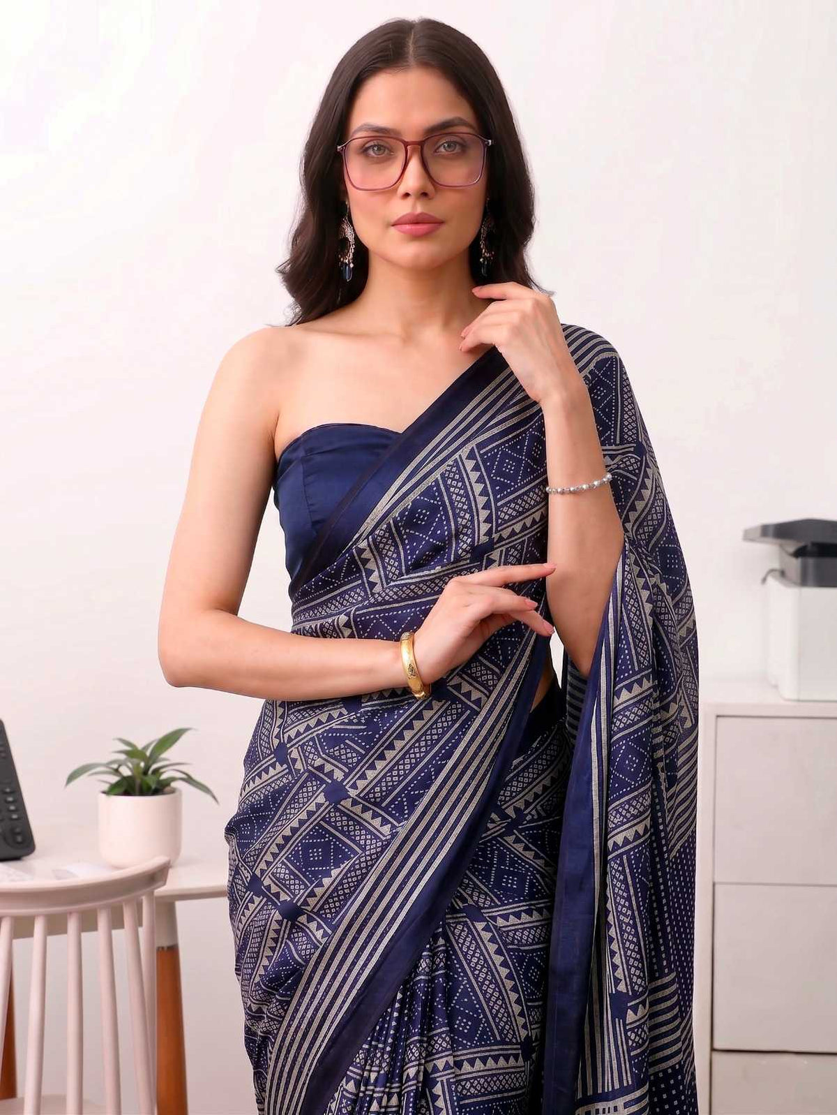 Satin Silk Designer Saree in Red
