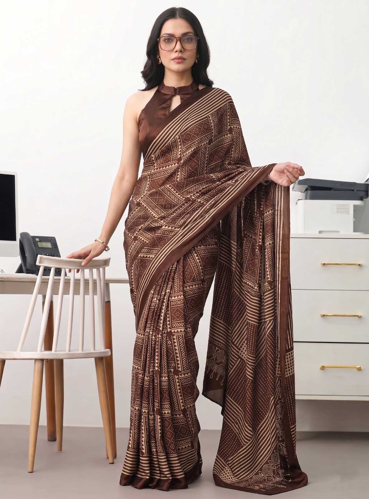 Satin Silk Designer Saree in Red