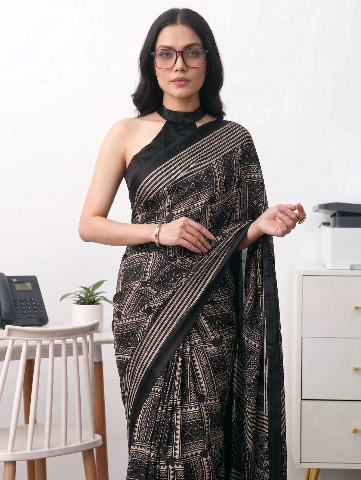 Satin Silk Designer Saree in Red