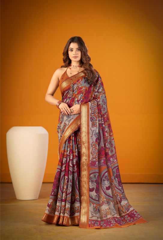 Viscose Printed Saree in Black