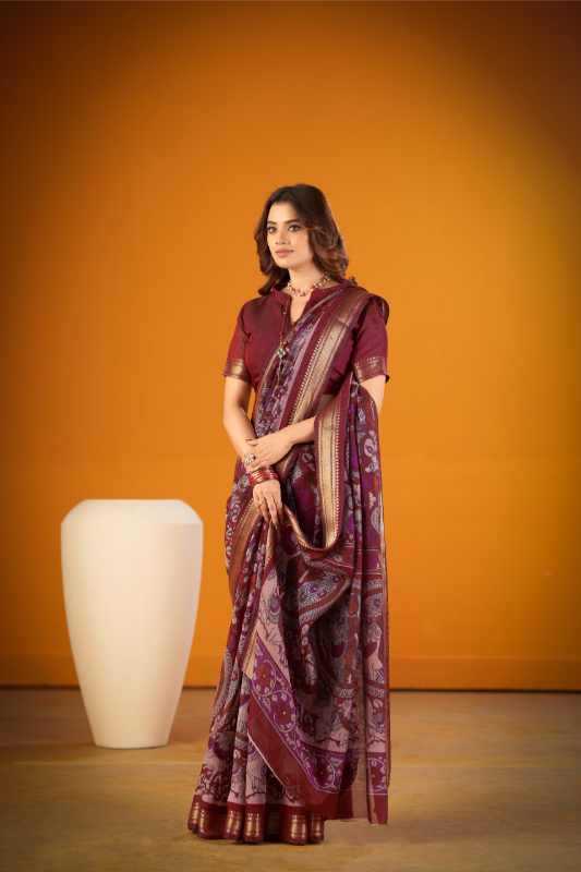 Viscose Printed Saree in Black