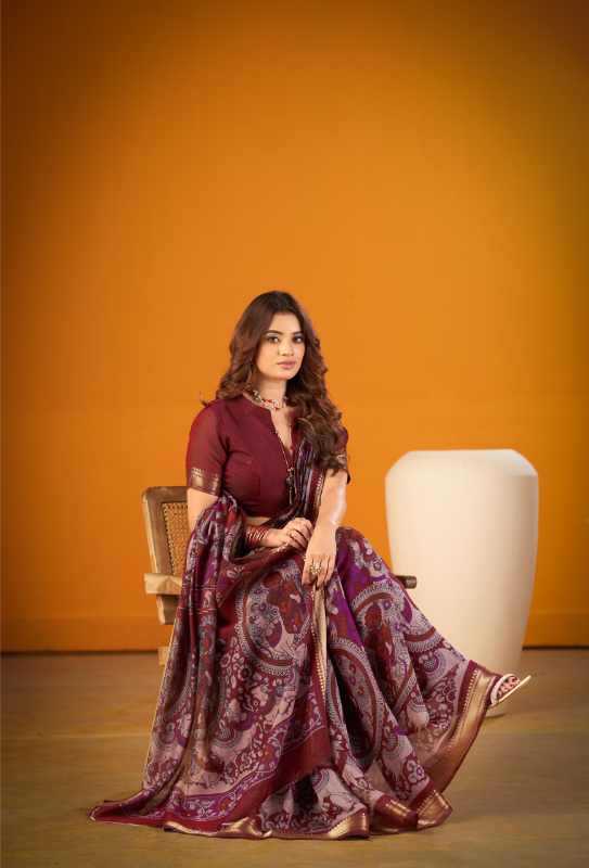 Viscose Printed Saree in Black