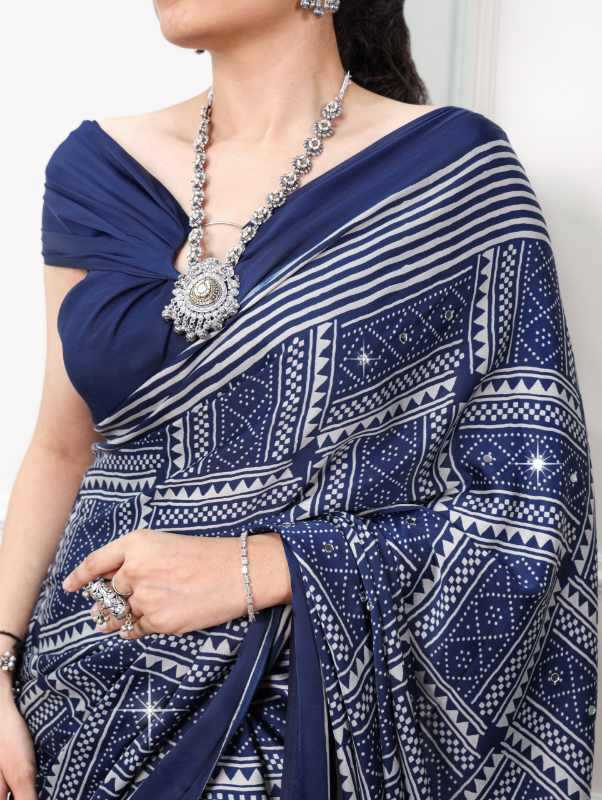 Satin Silk Designer Saree in Brown
