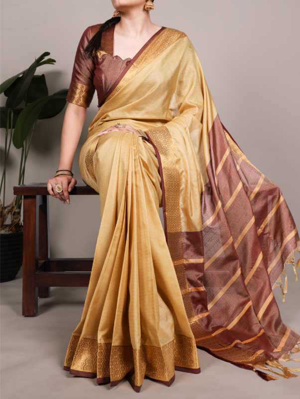 Poly Cotton Zari Border Saree
