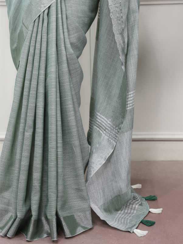 Linen Designer Saree in Beige