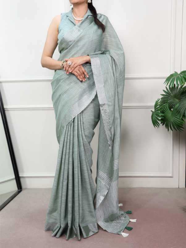 Linen Designer Saree in Beige