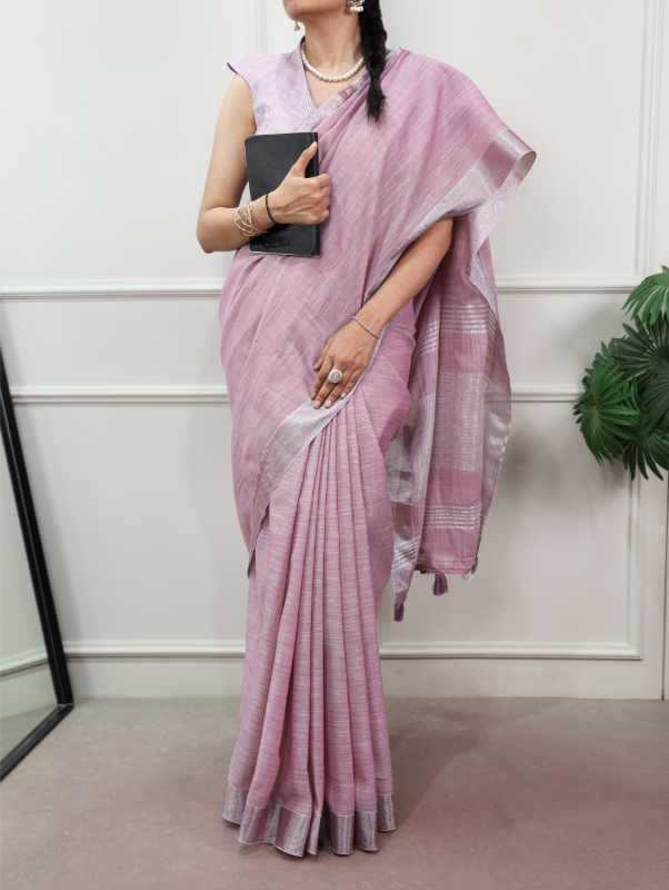 Linen Designer Saree in Beige