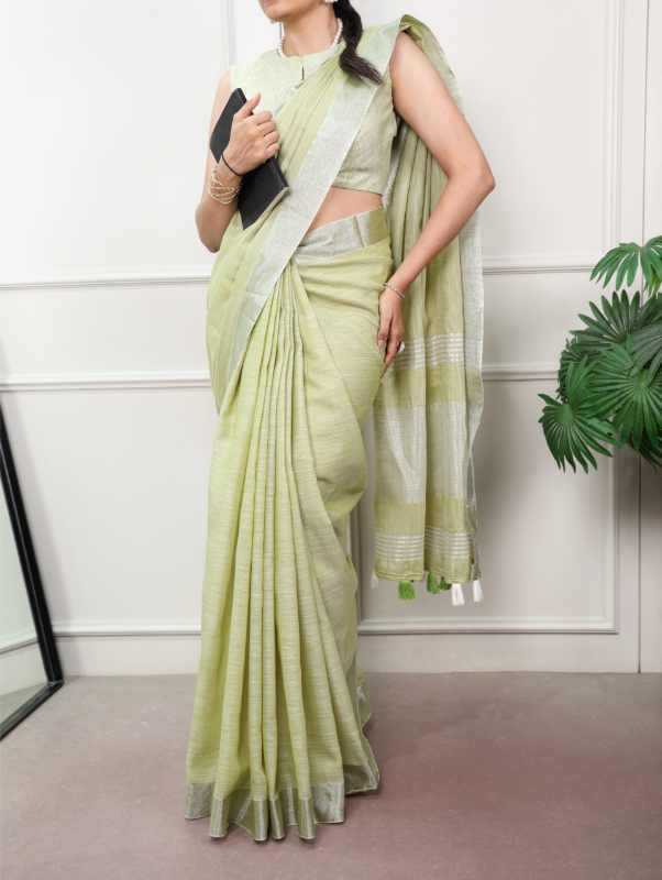 Linen Designer Saree in Beige
