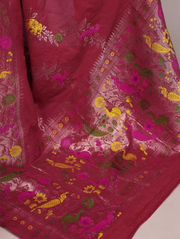 Nylon Designer Saree in Wine