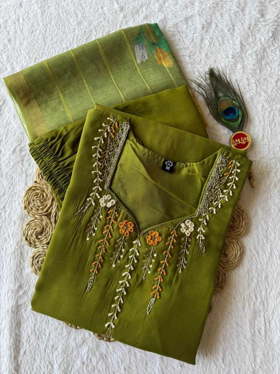 Premium Roman Silk Party Wear Kurti