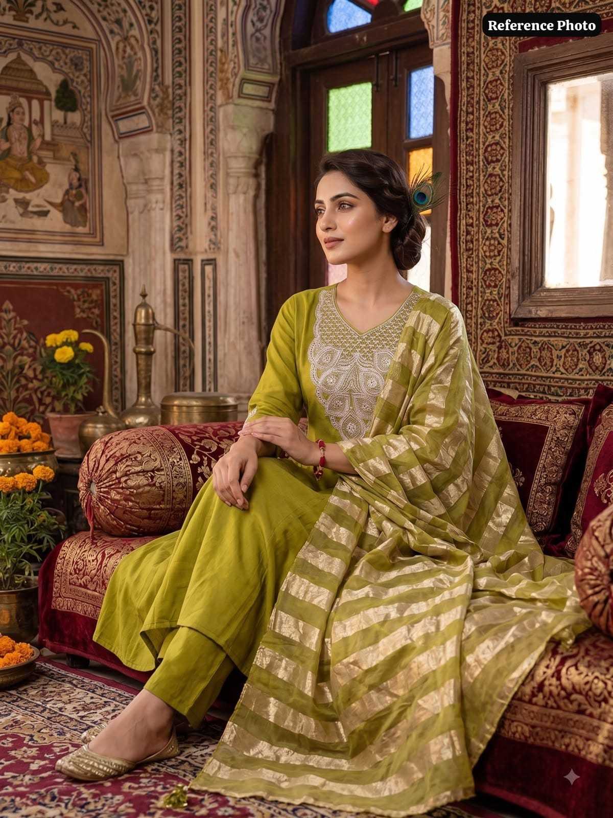 Heavy Roman Silk Embroidered Kurti