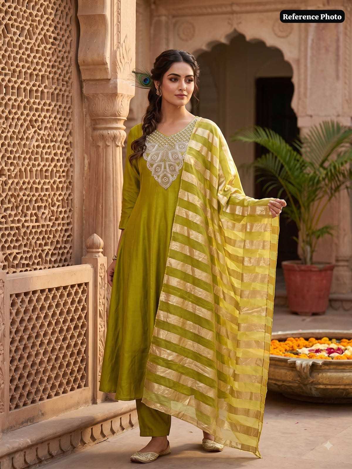 Heavy Roman Silk Embroidered Kurti
