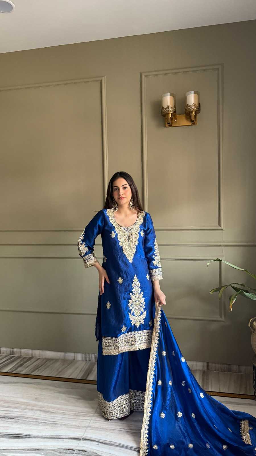 Satin Embroidery Suit