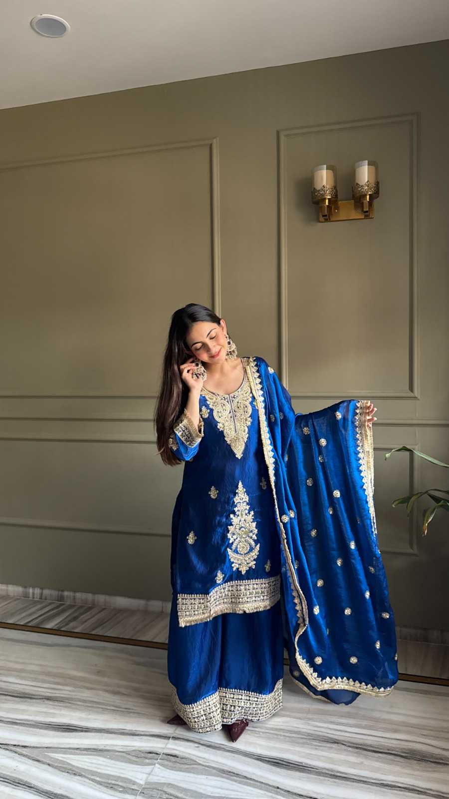 Satin Embroidery Suit