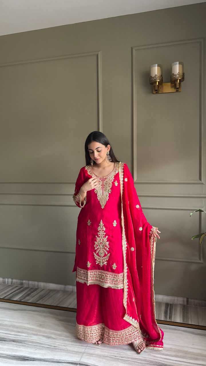 Satin Embroidery Suit