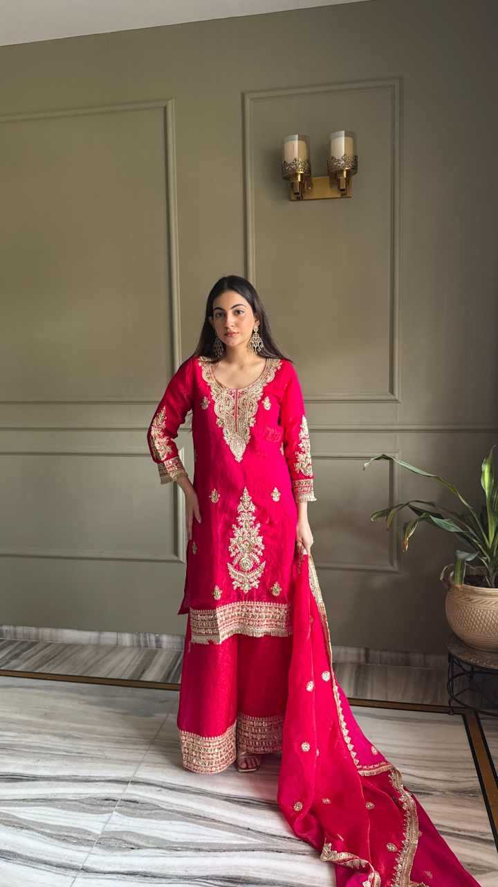 Satin Embroidery Suit