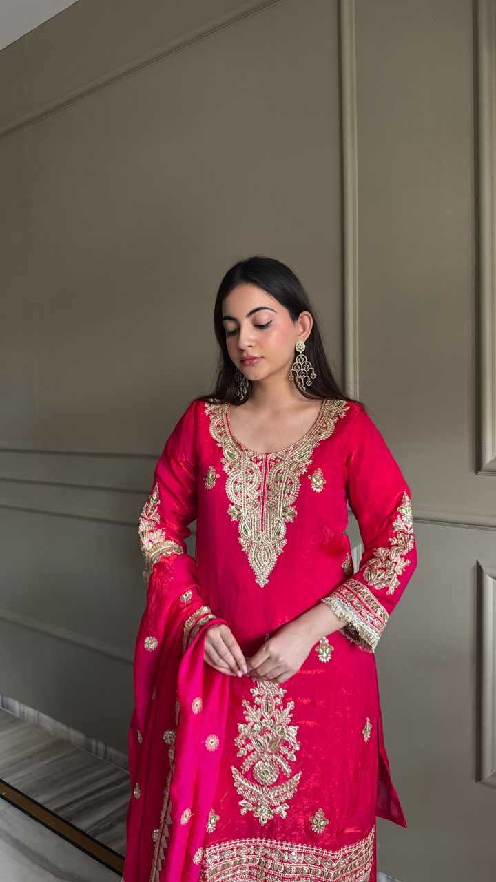 Satin Embroidery Suit