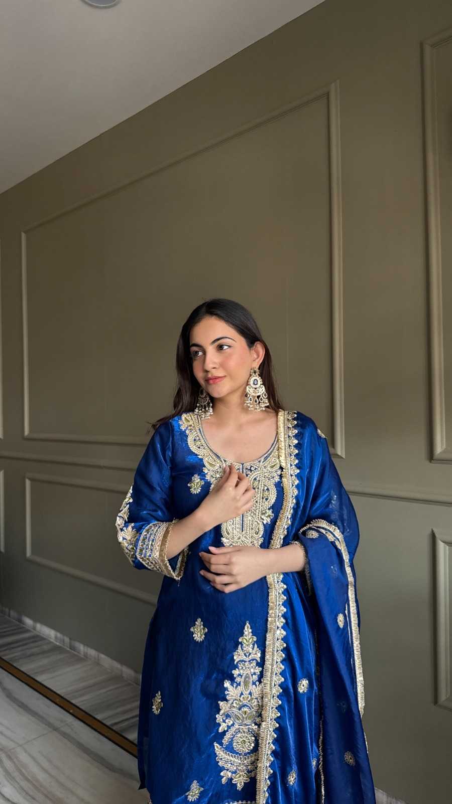 Satin Embroidery Suit
