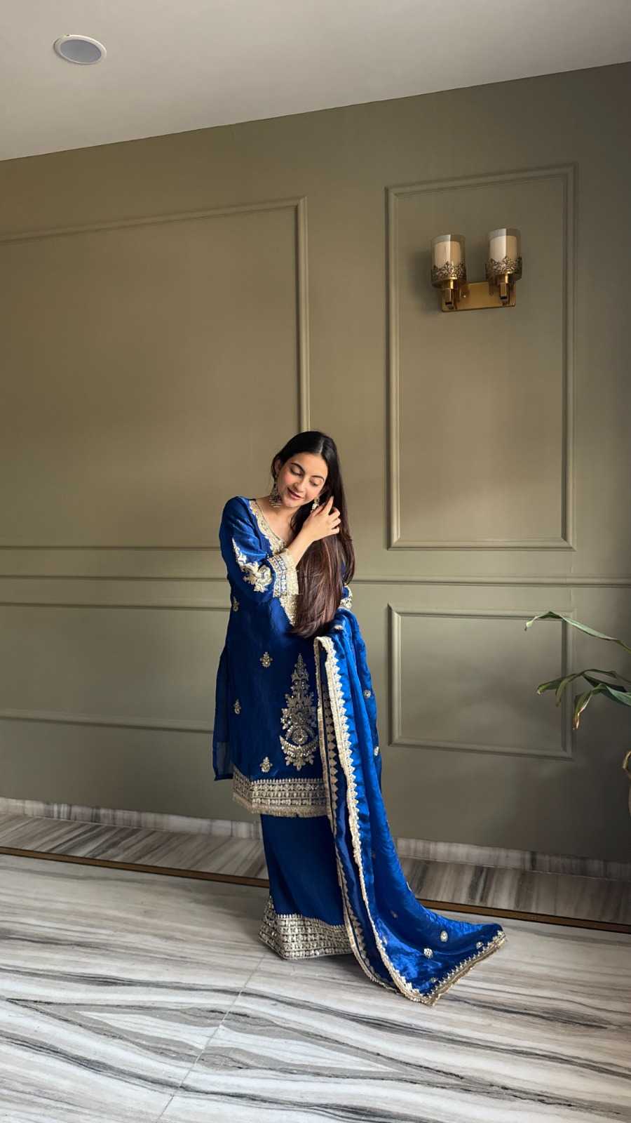 Satin Embroidery Suit