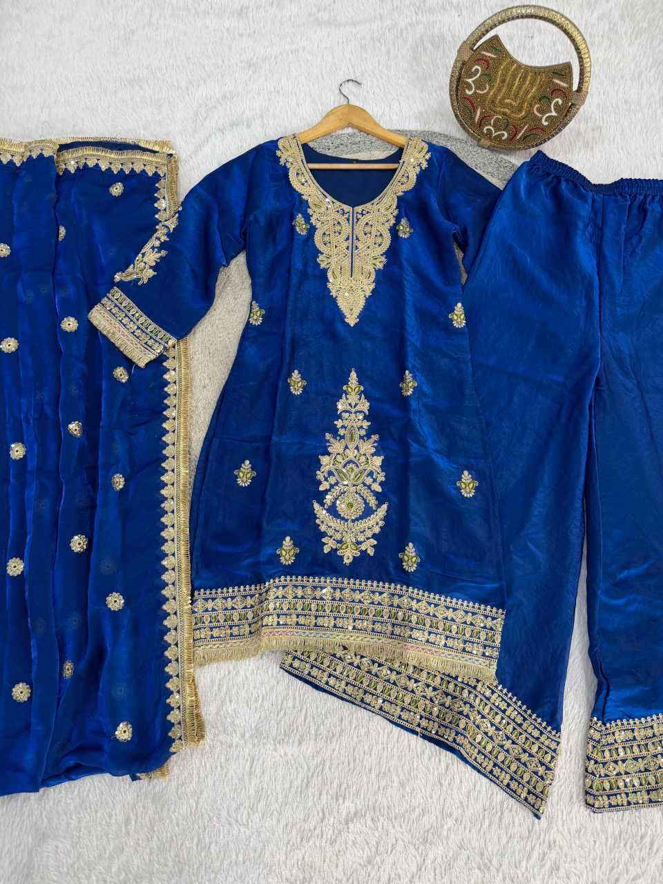 Satin Embroidery Suit