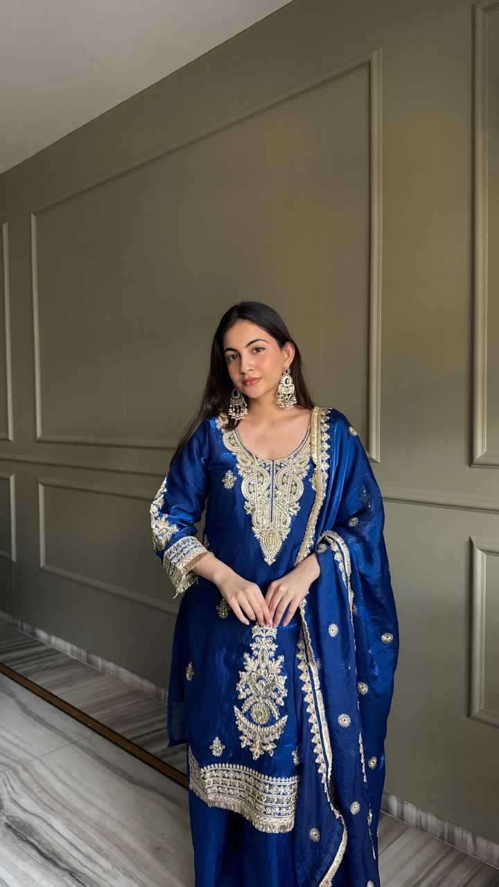 Satin Embroidery Suit
