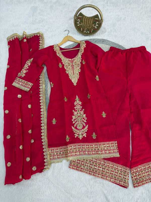 Satin Embroidery Suit