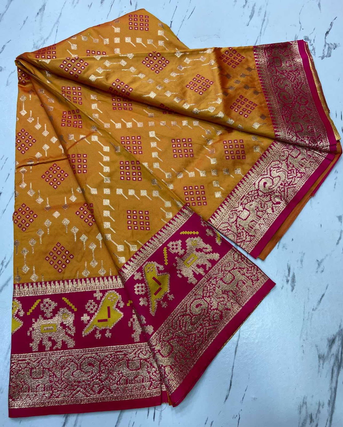 Amrita Patola Silk Zari Border Saree