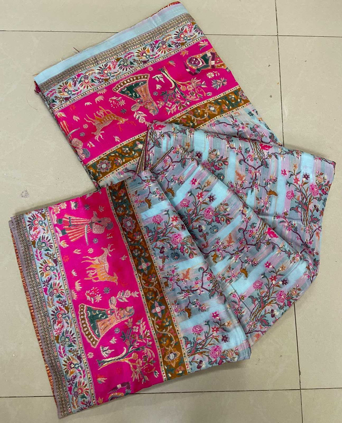 Pranvitha Pashmina Zari Border Saree
