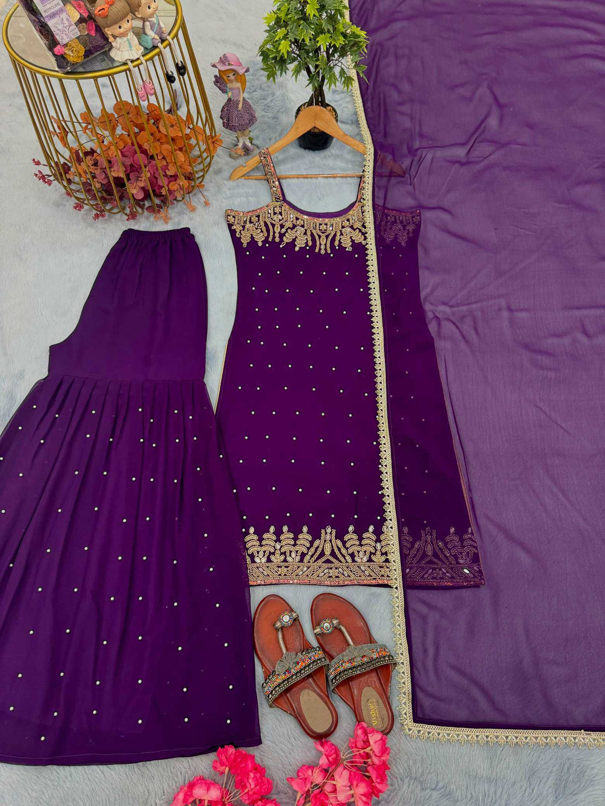 Faux Georgette Embroidery Suit