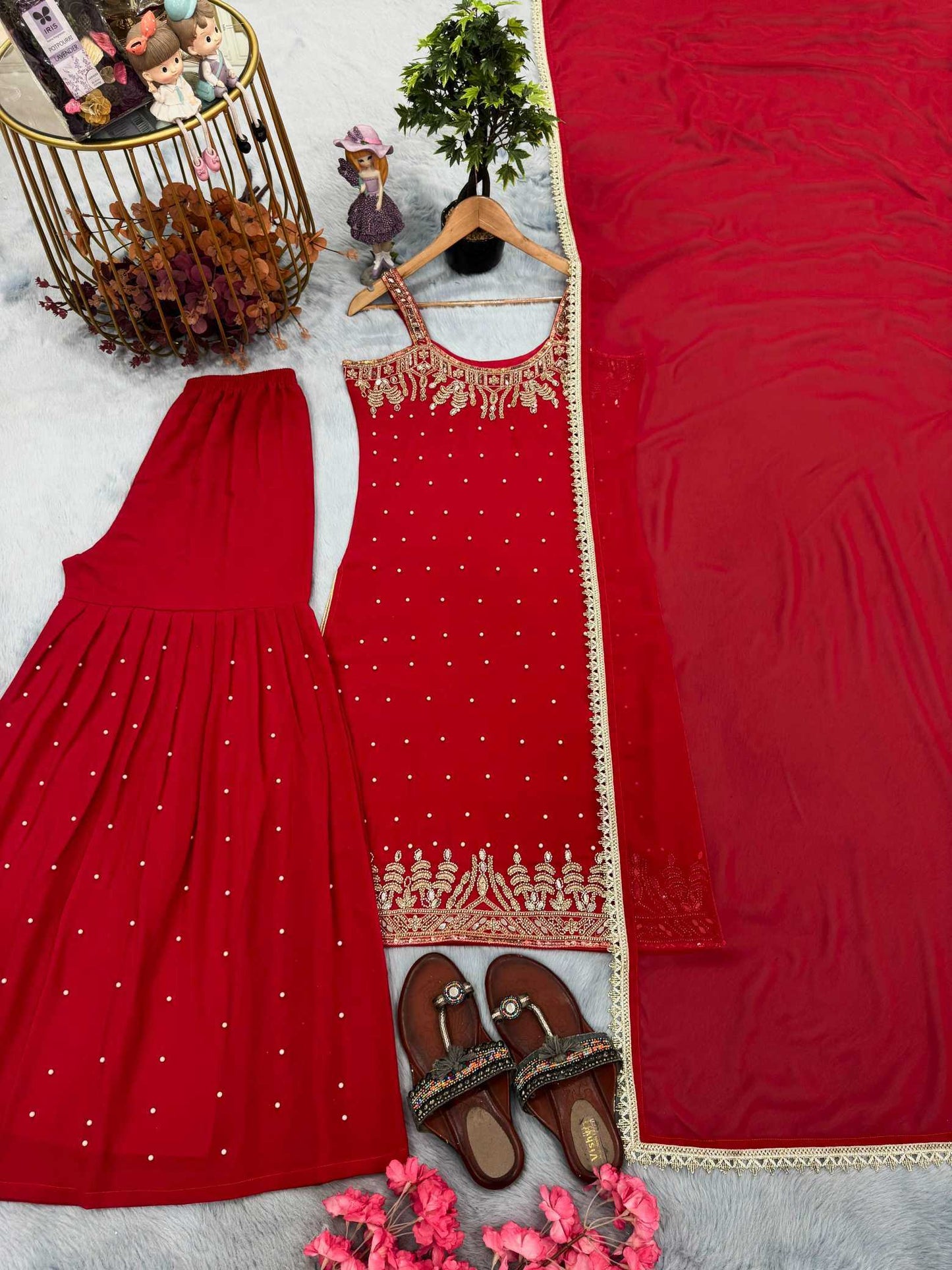 Faux Georgette Embroidery Suit