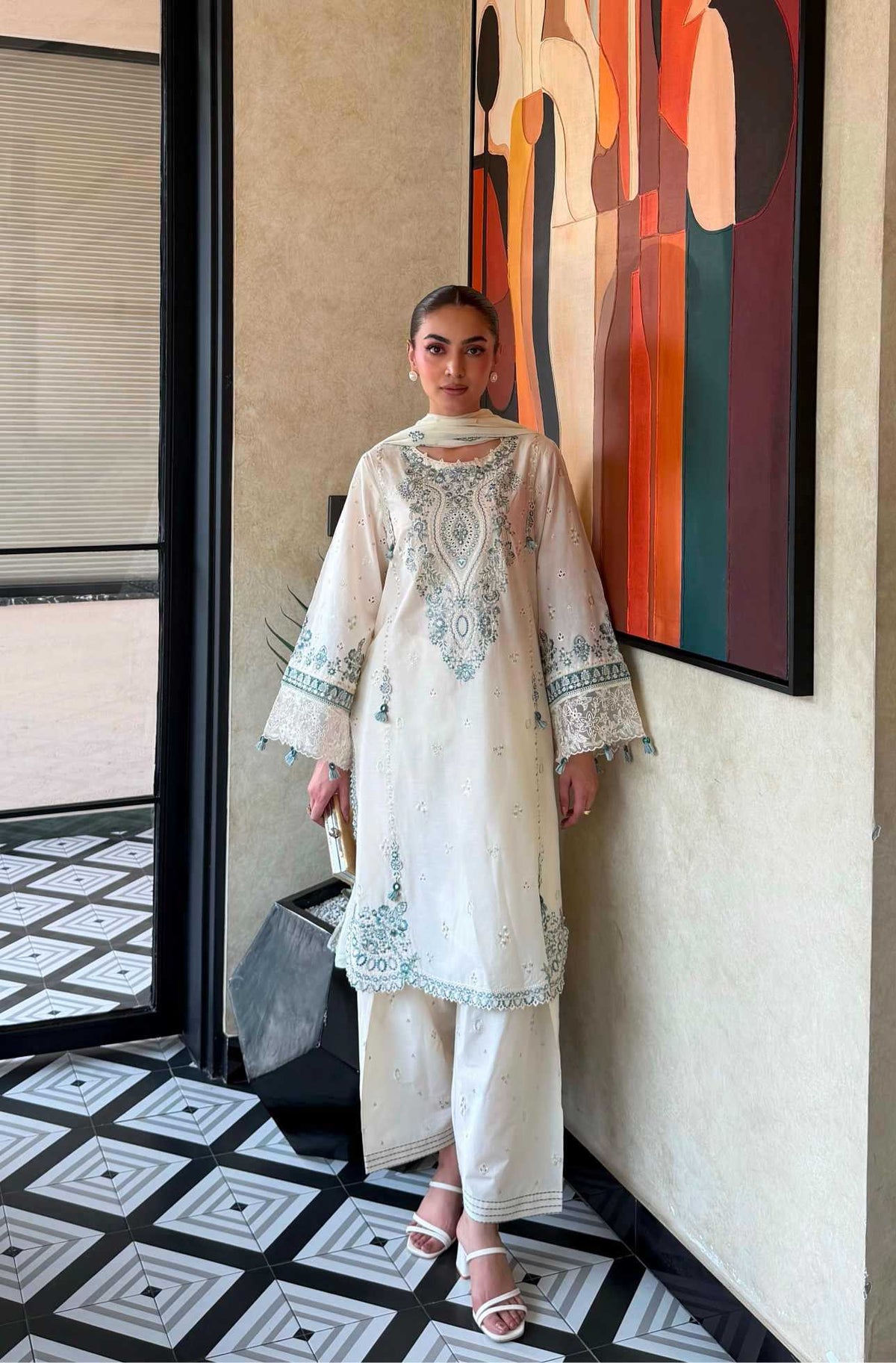 Satin Embroidery Suit
