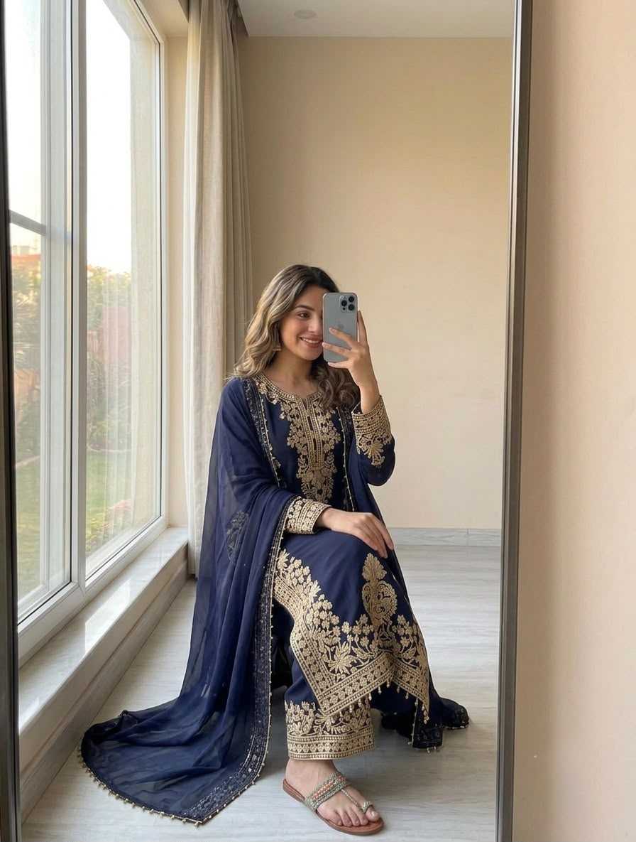 Faux Georgette Embroidery Suit