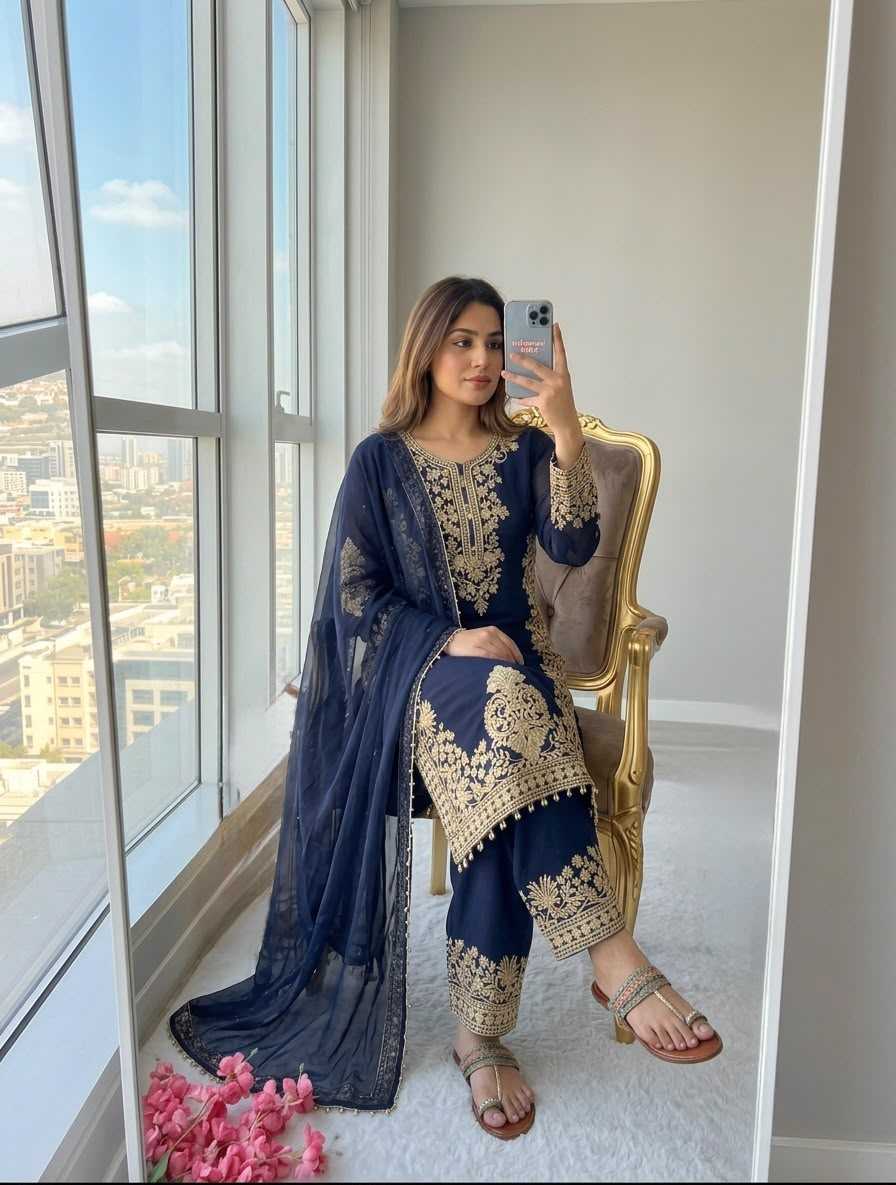 Faux Georgette Embroidery Suit
