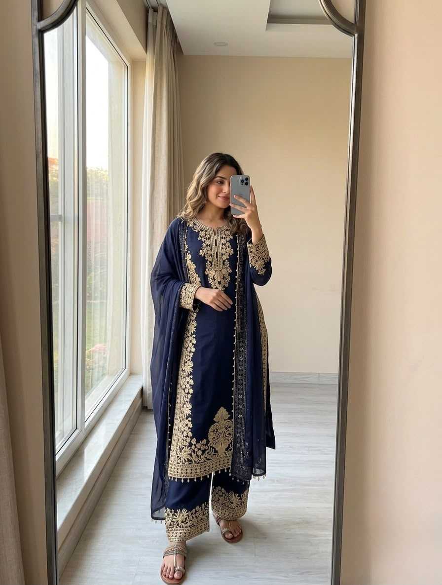 Faux Georgette Embroidery Suit