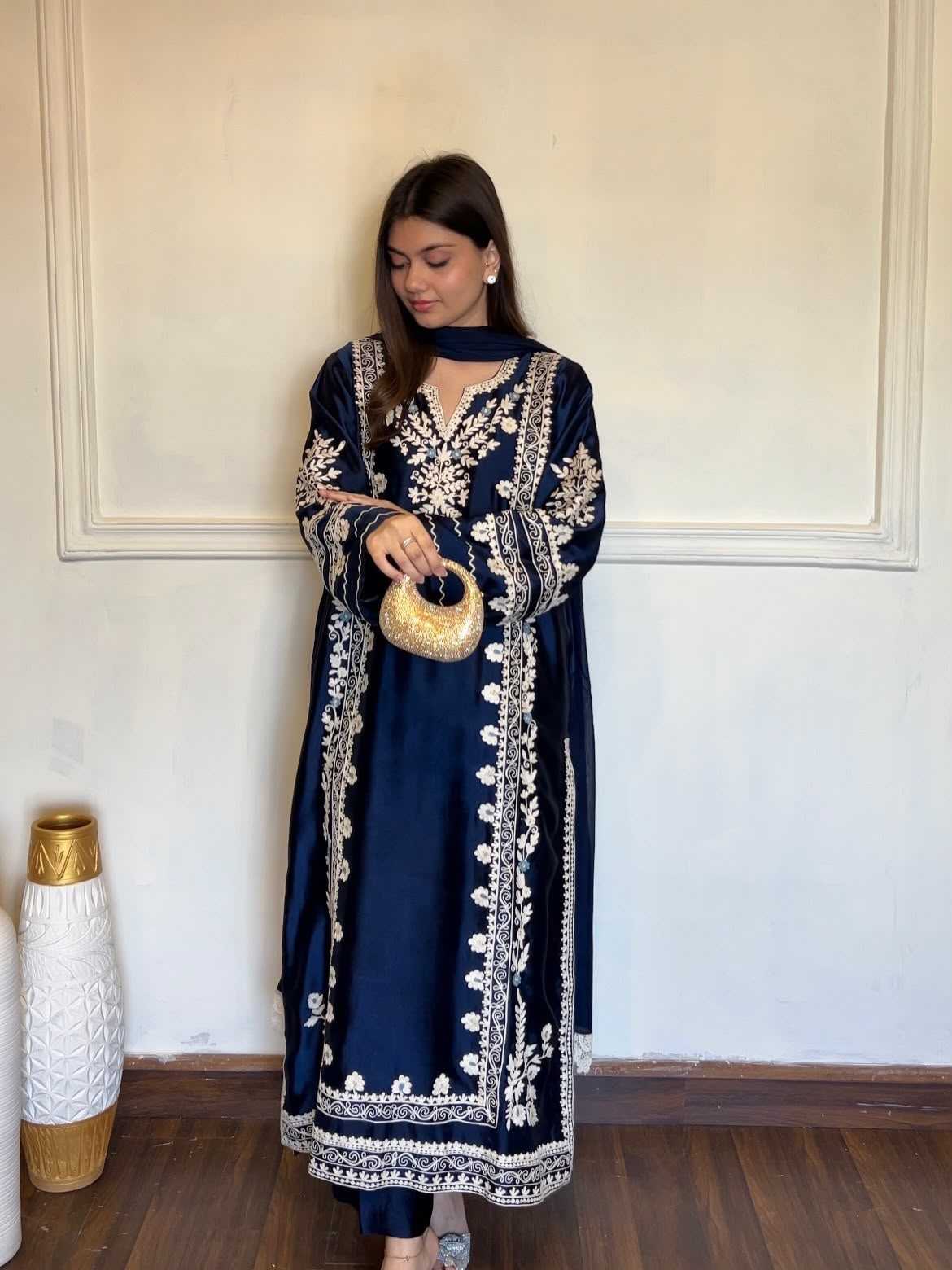 Satin Embroidery Suit 1169