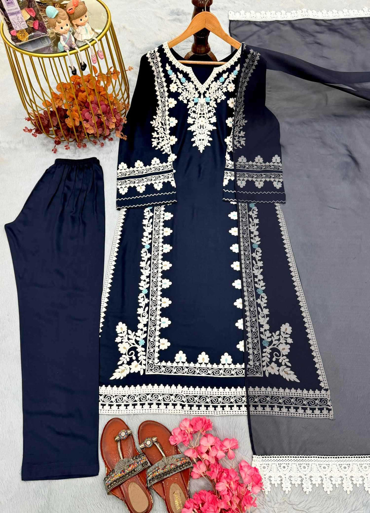 Satin Embroidery Suit 1169