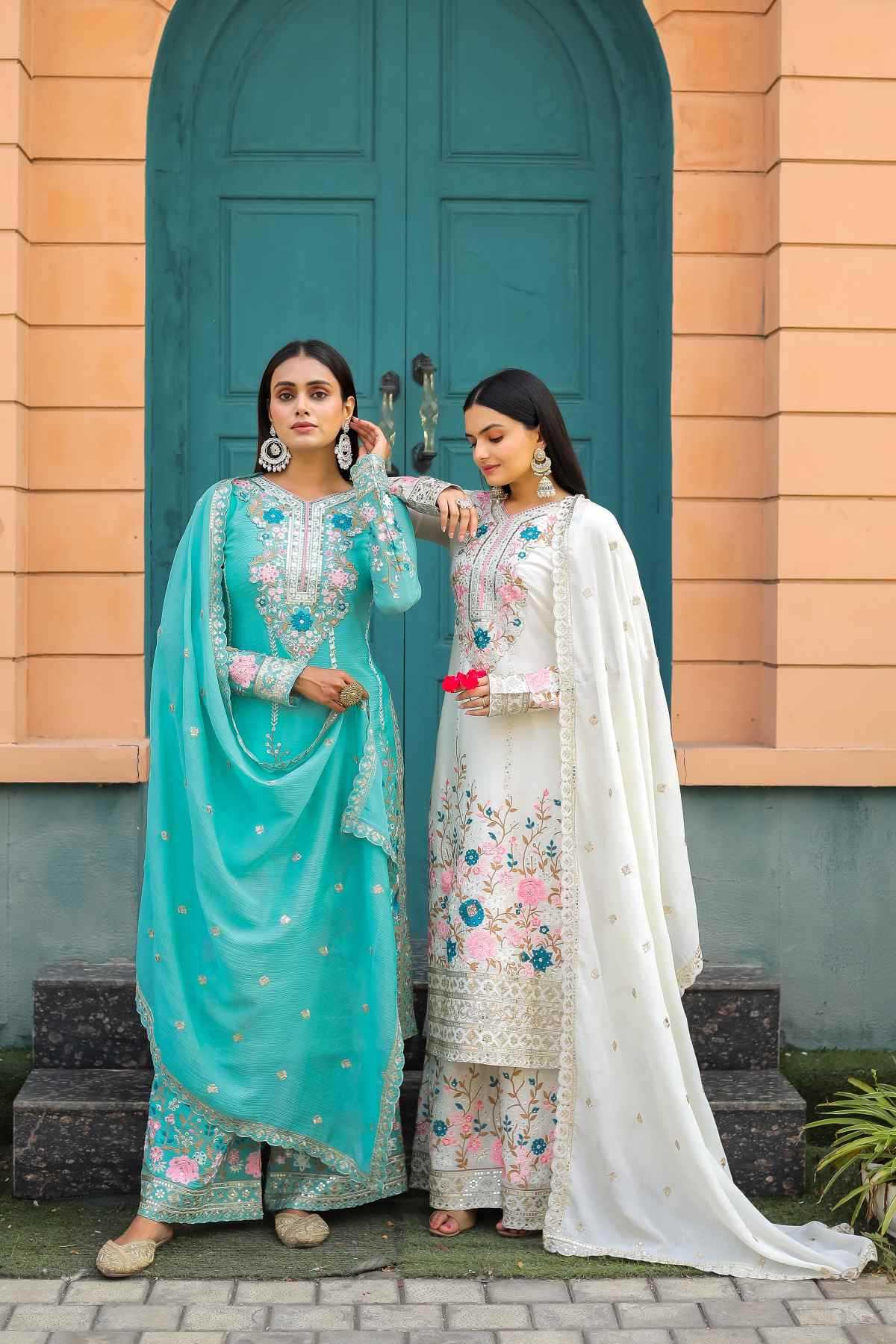Chinon Silk Embroidery Suit