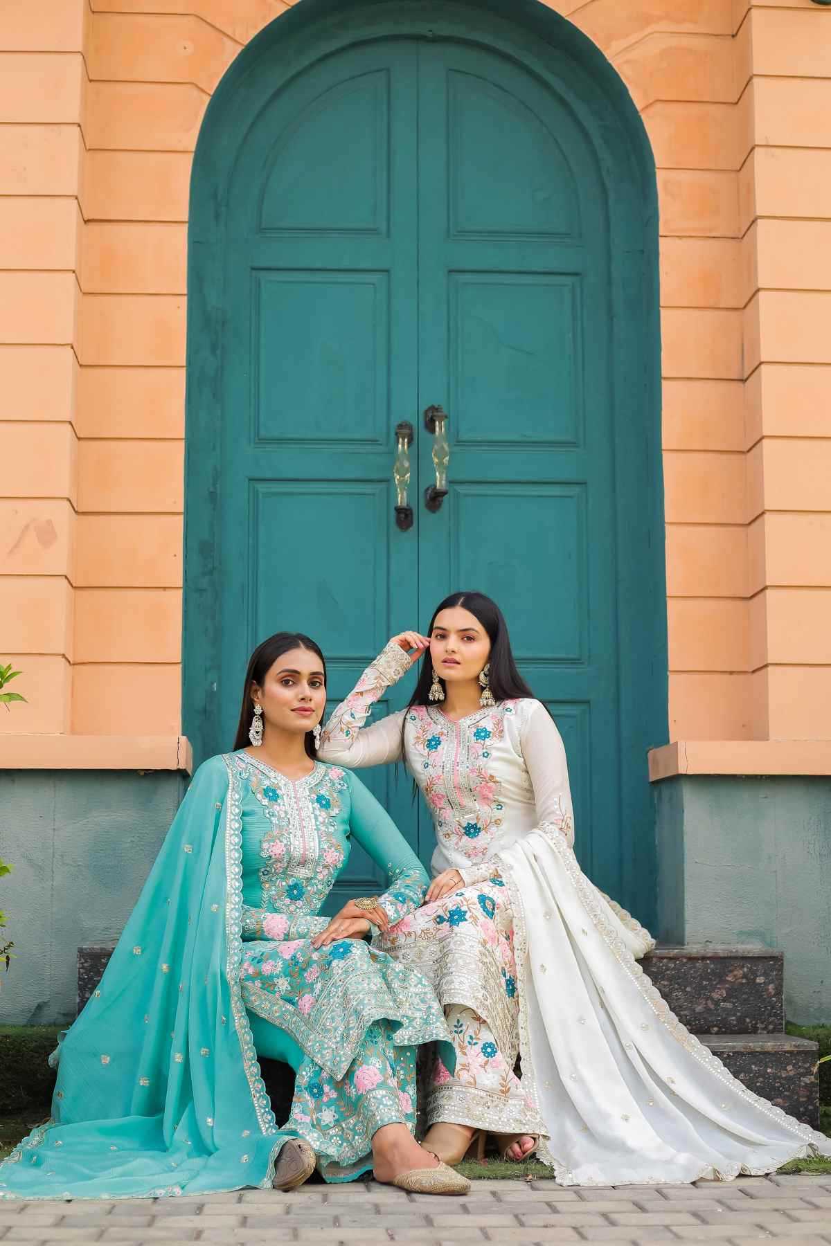 Chinon Silk Embroidery Suit