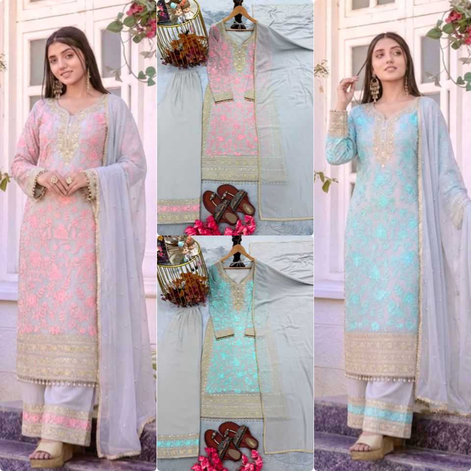 Faux Georgette Cotton Suit