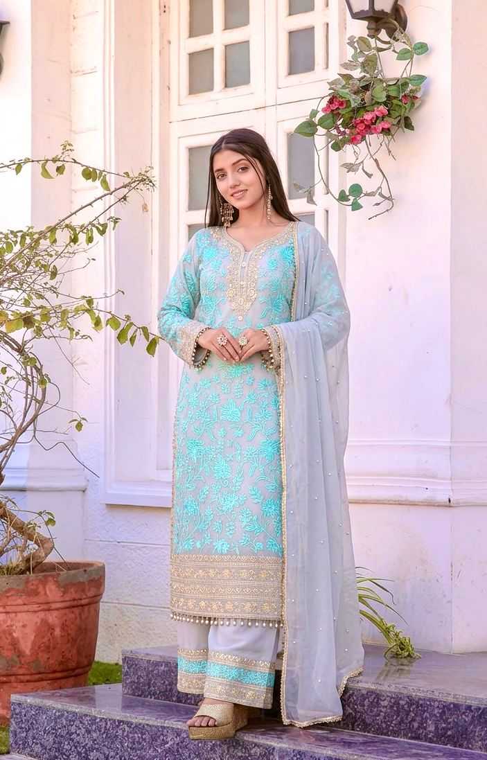 Faux Georgette Cotton Suit