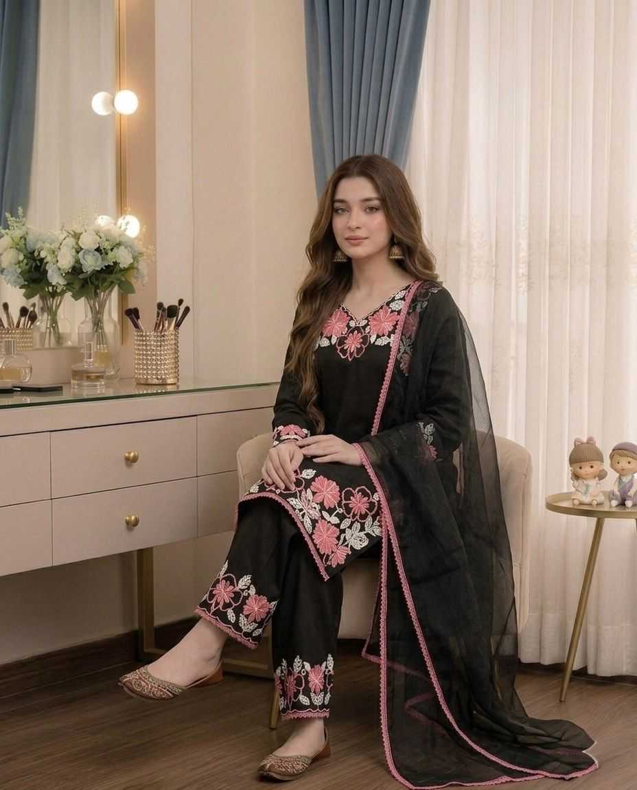 Satin Embroidery Suit