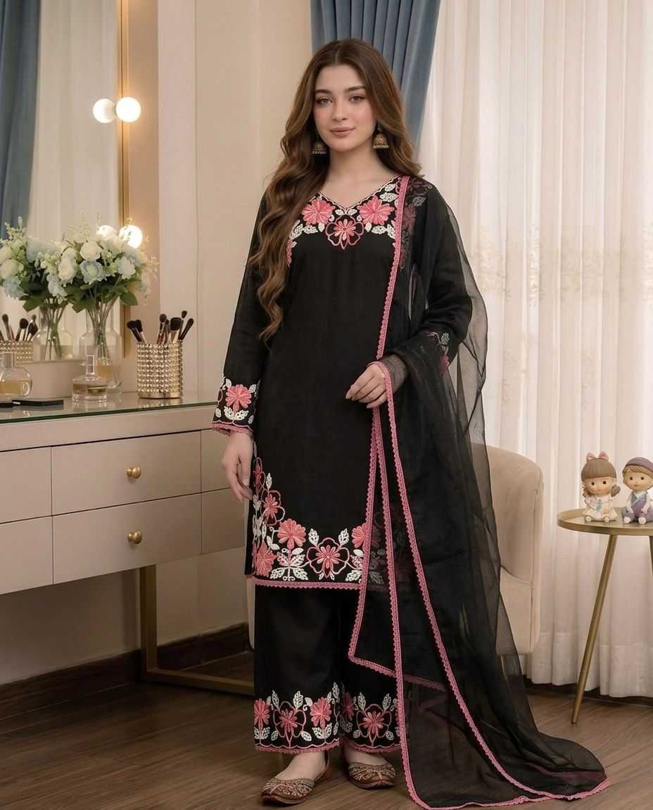 Satin Embroidery Suit