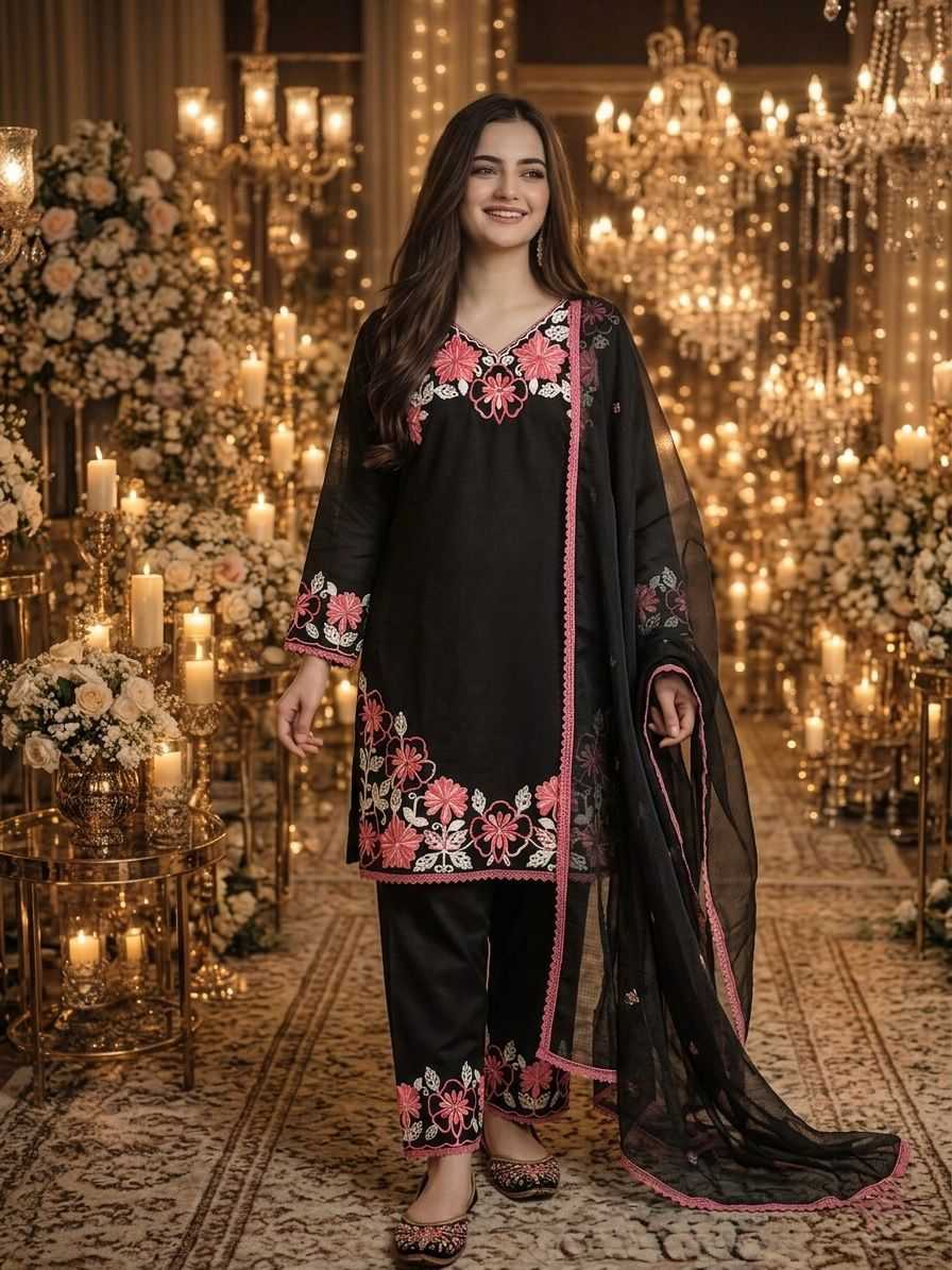 Satin Embroidery Suit