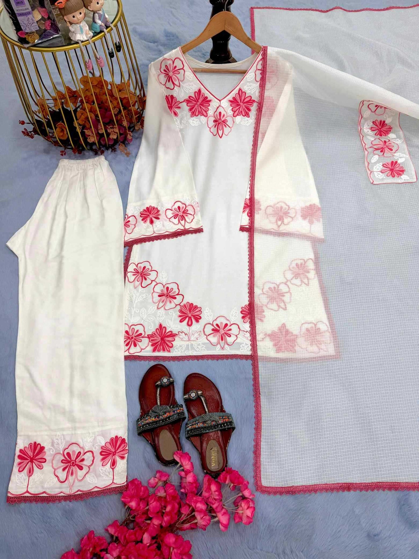 Satin Embroidery Suit