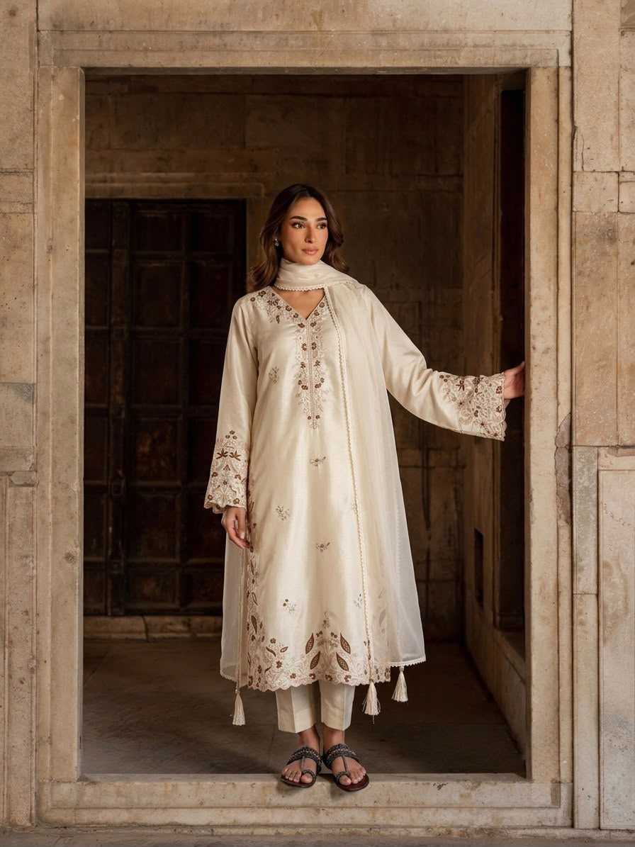 Heavy Roman Silk Embroidery Suit