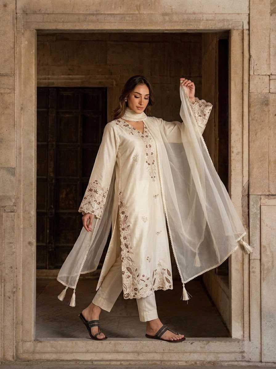 Heavy Roman Silk Embroidery Suit